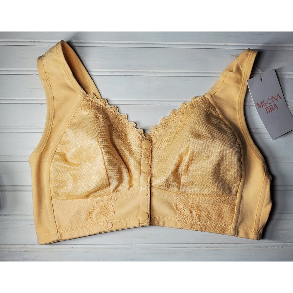Yellow Orange Melon Color Senior XS Bra By Moona front Button‎ New With Tags
